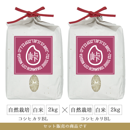 令和7年 自然栽培 白米2kg(コシヒカリBL)×2 新潟県産｜TOUGE733